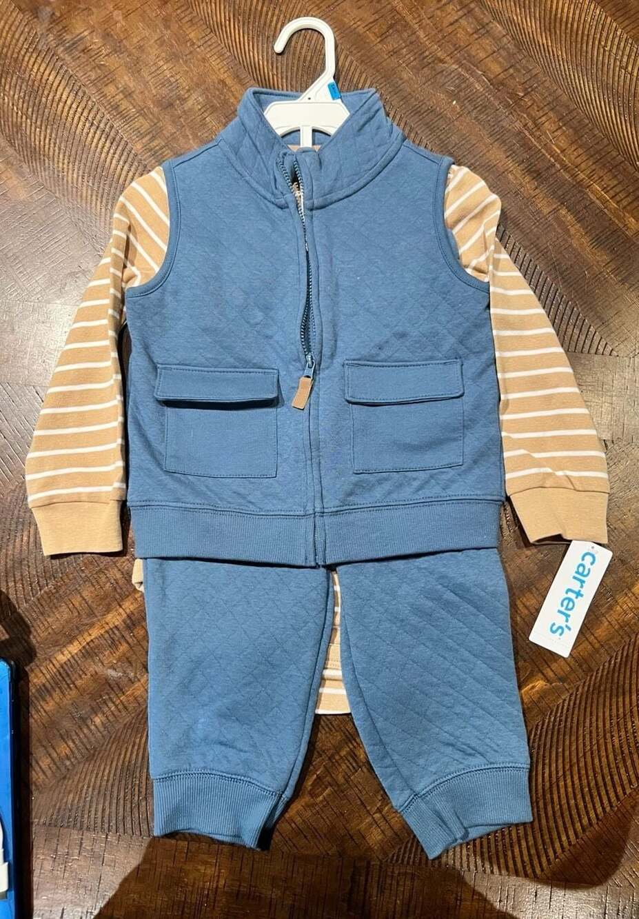 Carter's Toddler Boy 3-Piece Quilted Vest, Long Sleeve Bodysuit & Pants Set